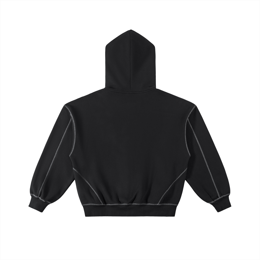Built From Royalty Signature Contrast-Stitched Boxy Fleece Zip Hoodie