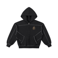 Built From Royalty Signature Contrast-Stitched Boxy Fleece Zip Hoodie