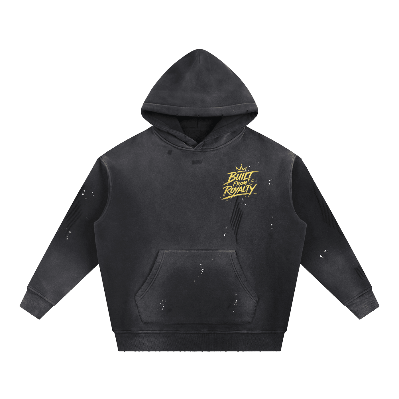 Vintage Washed Frayed Fleece Hoodie - Built From Royalty