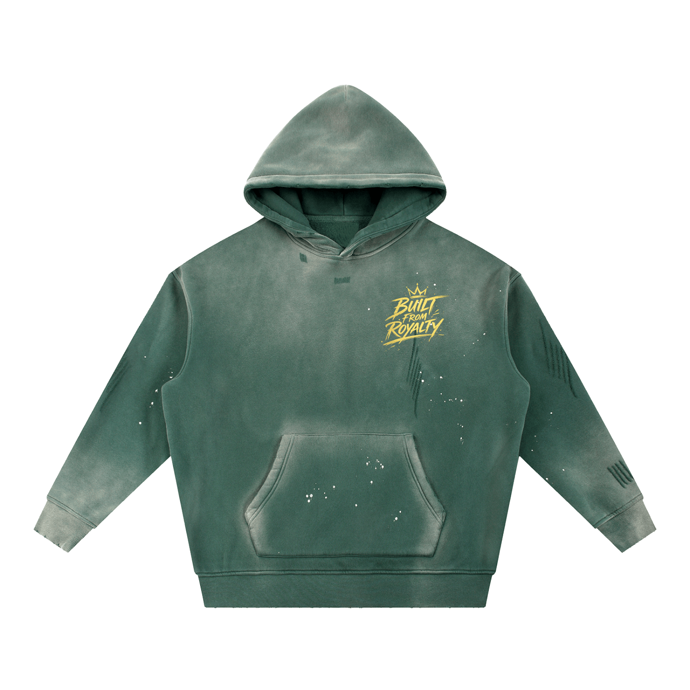 Vintage Washed Frayed Fleece Hoodie - Built From Royalty
