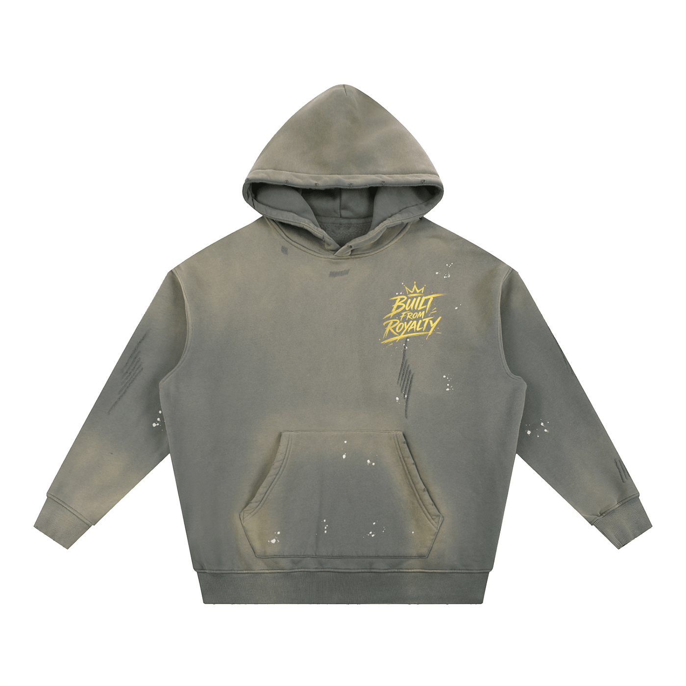 Vintage Washed Frayed Fleece Hoodie - Built From Royalty