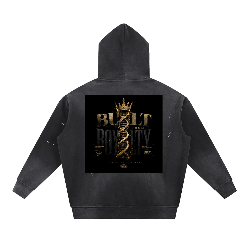 Vintage Washed Frayed Fleece Hoodie - Built From Royalty