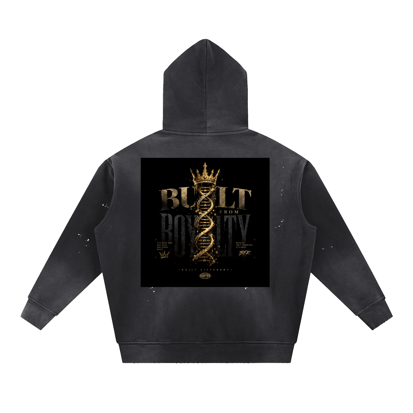 Vintage Washed Frayed Fleece Hoodie - Built From Royalty