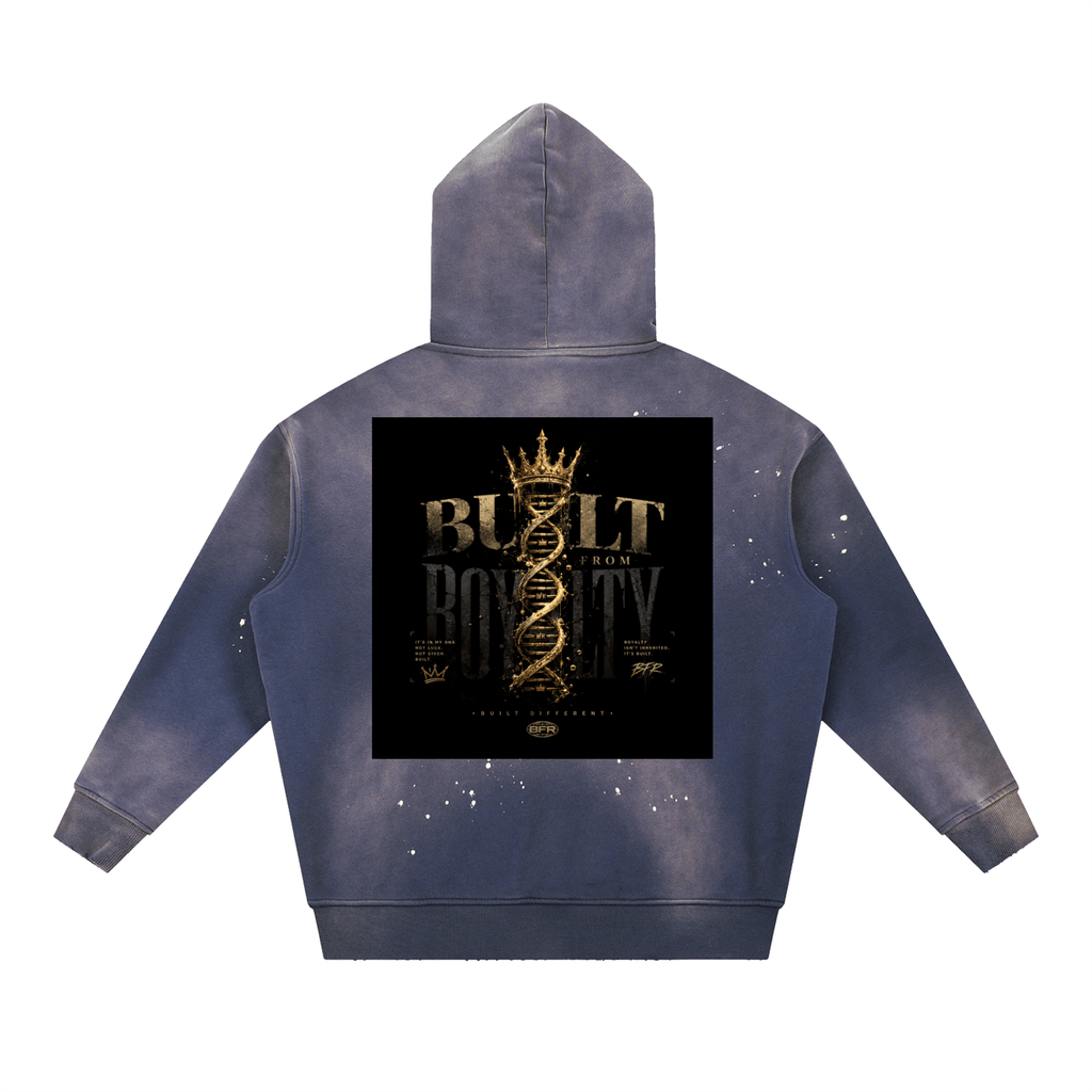 Vintage Washed Frayed Fleece Hoodie - Built From Royalty
